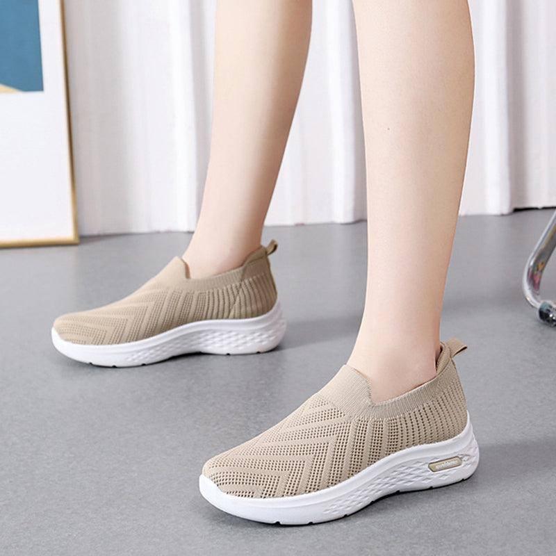 Casual Mesh Shoes Sock Slip On Flat Shoes For Women Sneakers-4