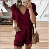 Casual pants fashion jumpsuit-Wine Red-6