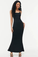 Casual Sleeveless High Waist Slim Suspender Dress-Black-1