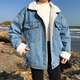 LOVEMI - Casual Thick Warm Blue Winter Women Coat Fashion Student