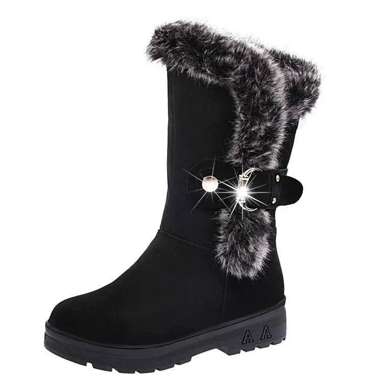 Casual Warm Winter Snow Boots Women-Black-1