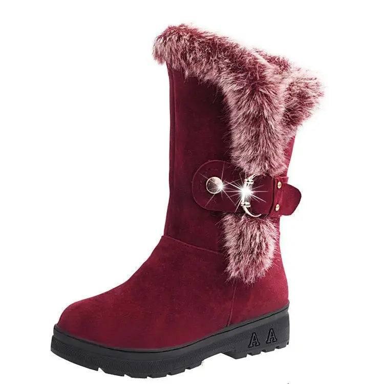 Casual Warm Winter Snow Boots Women-Wine red-8