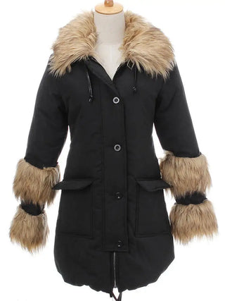LOVEMI - Casual Women Hooded Long Outwear Fur Collar Long Sleeve