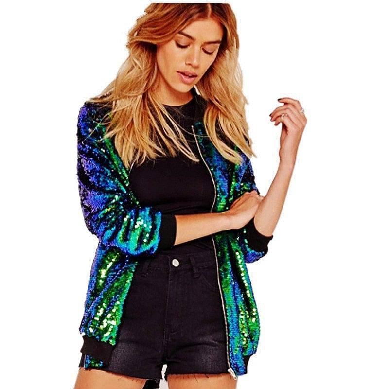 Casual Women's Autumn Sequined Jacket-2