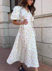 Casual Women's Summer Dresses 100% Cotton Floral Print-1