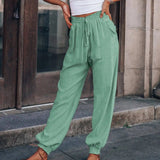 LOVEMI  ccargo Light Green / S Lovemi -  Lantern Pants Solid Cotton Linen Pants