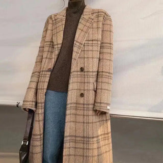 LOVEMI - Checked Double-sided Wool Coat For Women Long Knee-length