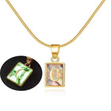 26 Letter Square Necklace Colorful Shell Luminous Pendant Chain Necklace For Women Temperament Ladies Jewelry-13