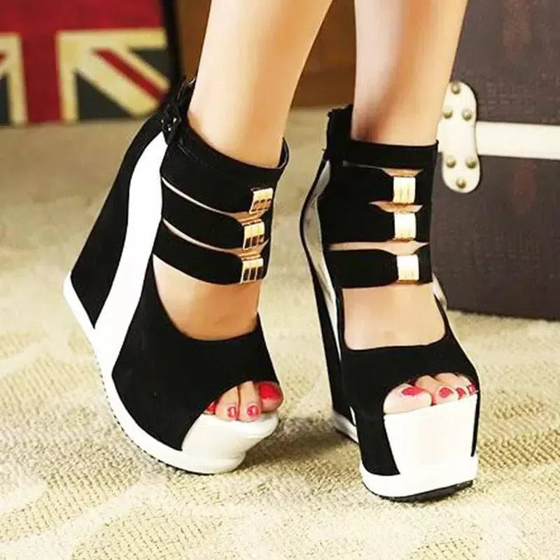 Summer New Genuine Women Platform-Black-2