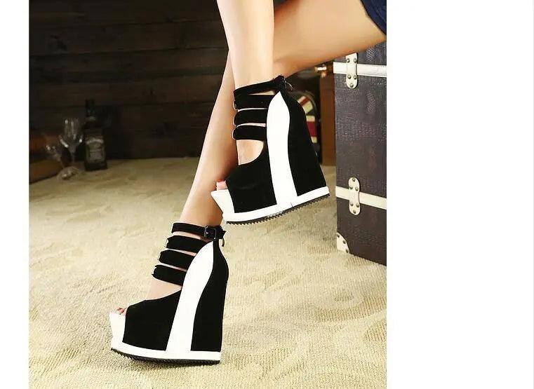 Chic Black & Pink Strappy Wedge Heels | Trendy Footwear-8