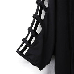 Chic Black Lattice Sleeve Beach Dress-black-3