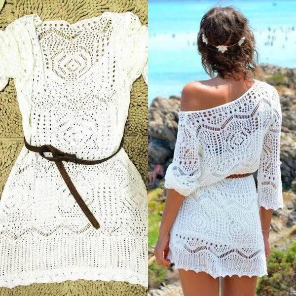 Chic Boho Beachwear: White Crochet Dresses & Tunics-2-2