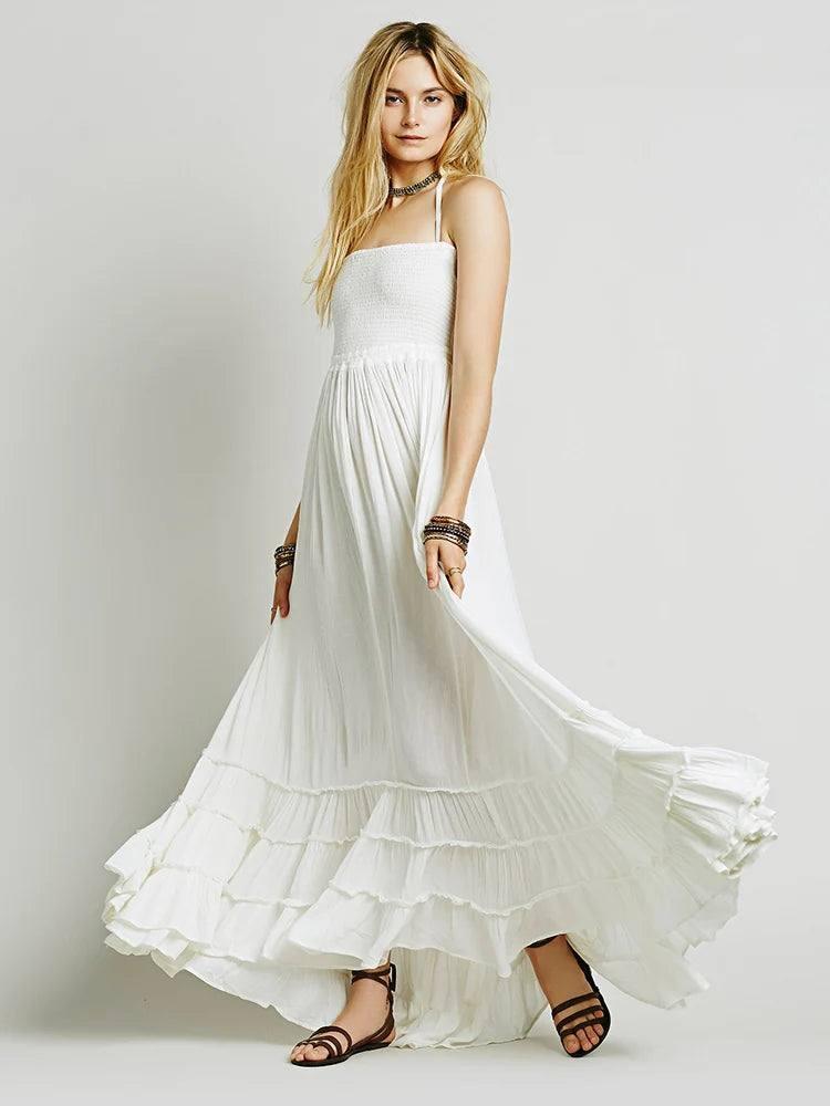 Chic Boho Summer Dress Styles & Trends-Beige White-8