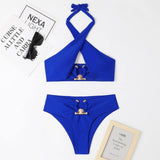 Chic Cross-Front Bikinis: Trendy Swimwear Essentials-Blue-9