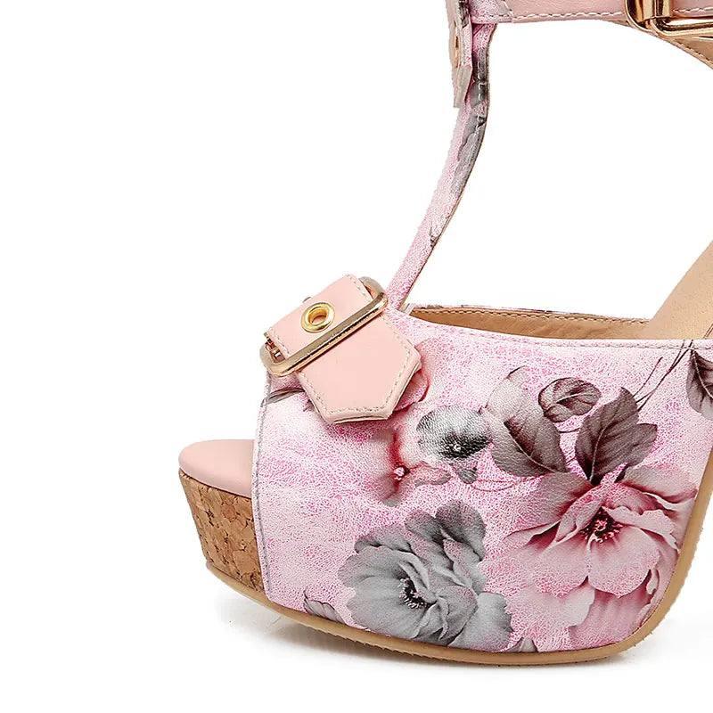 Chic Floral High Heel Sandals for Evening Wear-4