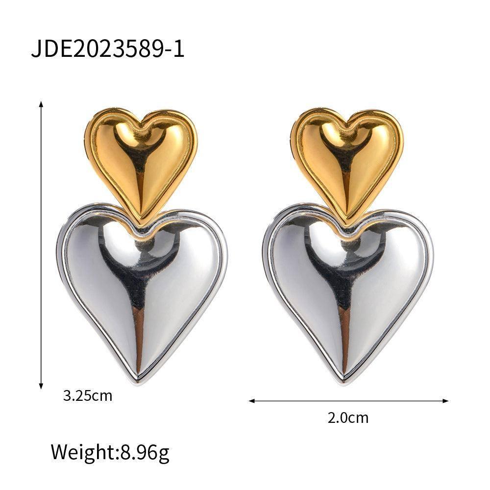 Chic Heart-Shaped Earrings - Gold & Silver Styles-1color-6