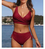 Chic High-Waisted Bikini: Must-Have Beachwear Trend-Brick red-11