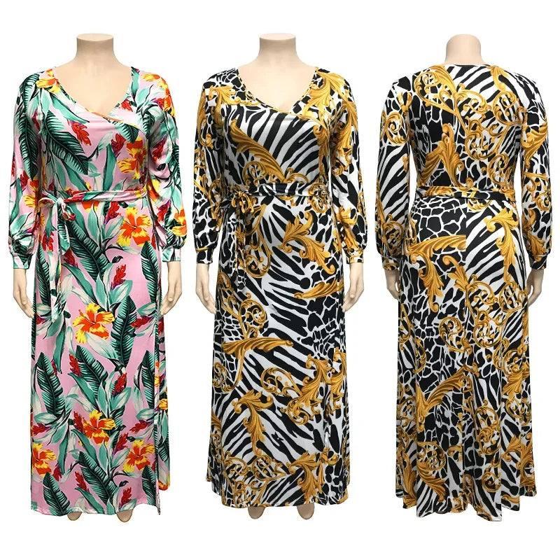 Chic Plus-Size Animal Print Maxi Dress for Women-5