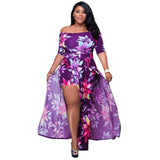 Plus Size XL-5XL Summer Long Maxi Dress Women Short Sleeve Floral Print Night Club Party Bandage Street Dresses Vestidos GL5005-3