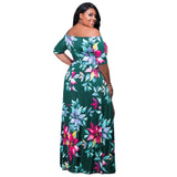 Plus Size XL-5XL Summer Long Maxi Dress Women Short Sleeve Floral Print Night Club Party Bandage Street Dresses Vestidos GL5005-5