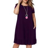 Chic Plus-Size Green Ruffle Dress for Women-deep purple-8