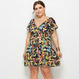 2022 Summer Oversized Dress Women Plus Size Floral Print Dress Ladies Large Size Short Party Dress For Women 3XL 4XL-07-13