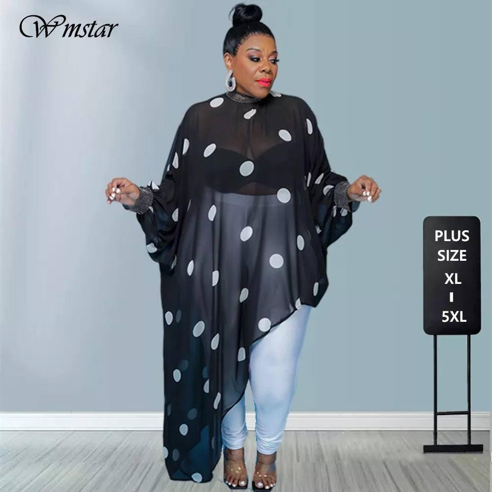 Chic Plus Size Polka Dot Tunic Top-1