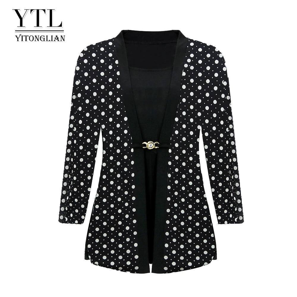 Chic Polka Dot Blazer for Women - Elegant Office Wear-1