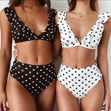 LOVEMI - Chic Polka Dot High-Waisted Bikinis for Timeless Beach Style