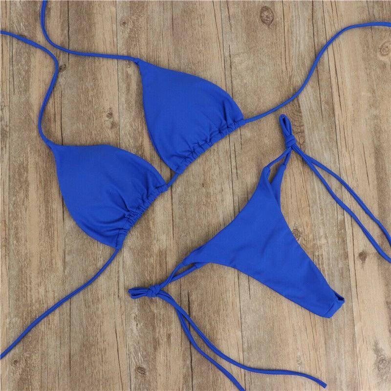 Chic Red Bikini Set: Trendy Swimwear for Stylish Beach Days-Blue-2