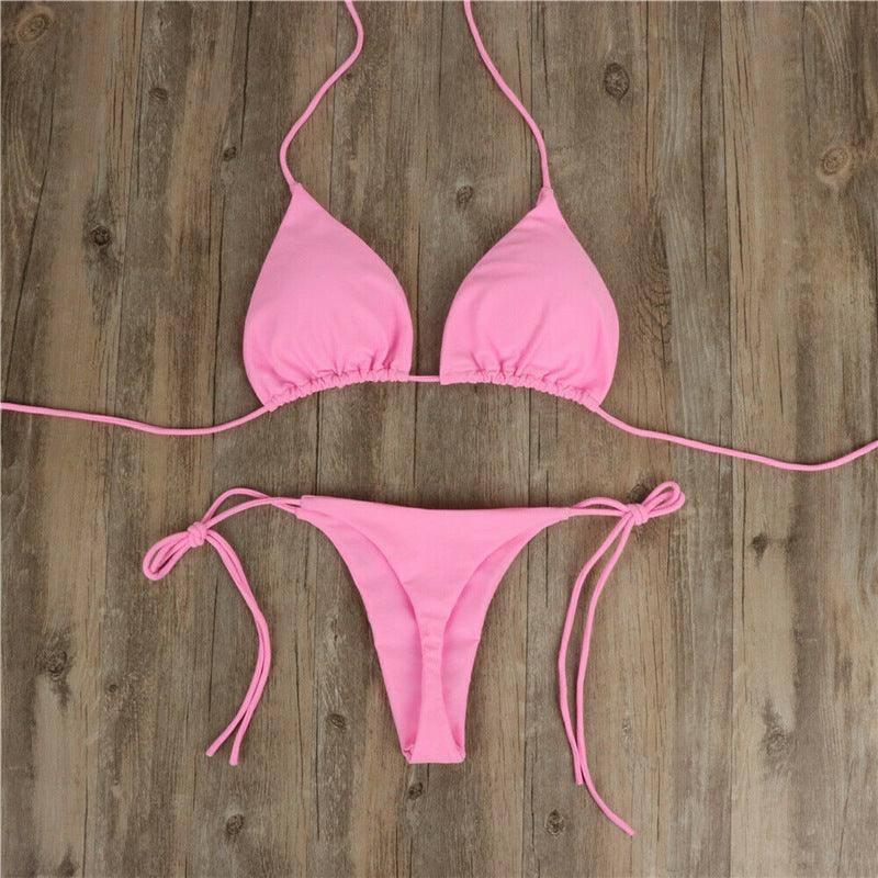 Chic Red Bikini Set: Trendy Swimwear for Stylish Beach Days-Pink-5