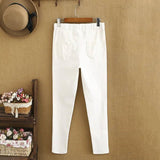 Plus Size Commuter Nine-point Pants Female White Pants Female Professional Straight Slim Was Thin And Breathable Stretch C-2