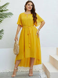 Chiffon Party Dresses For Women Plus Size Summer Solid Color-1