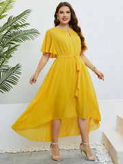 Chiffon Party Dresses For Women Plus Size Summer Solid Color-3