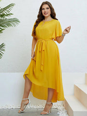 Chiffon Party Dresses For Women Plus Size Summer Solid Color-4