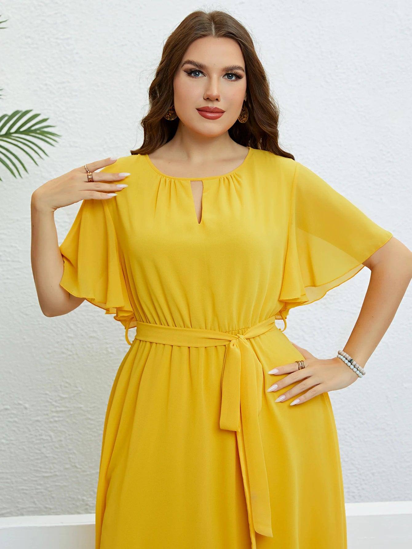 Chiffon Party Dresses For Women Plus Size Summer Solid Color-6
