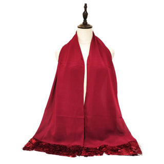 Chiffon Patchwork Solid Color Scarf - Red - 1
