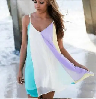 LOVEMI - Chiffon rainbow halter dress beach skirt