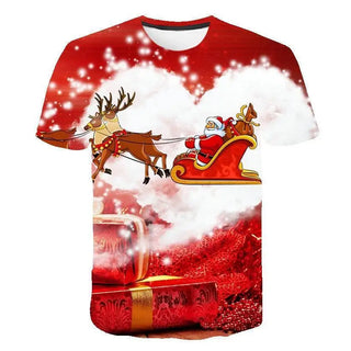 LOVEMI - Christmas 3D Printed Round Neck T-shirt Breathable And Cool