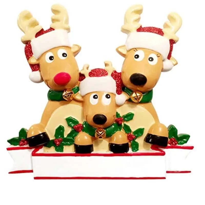 LOVEMI Christmas 3deer head resin Lovemi -  Name Blessings PVC Elk Christmas Tree Hanging Pendant