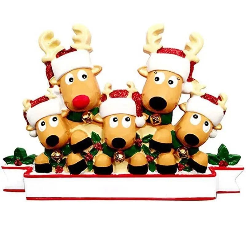 LOVEMI Christmas 5deer head resin Lovemi -  Name Blessings PVC Elk Christmas Tree Hanging Pendant