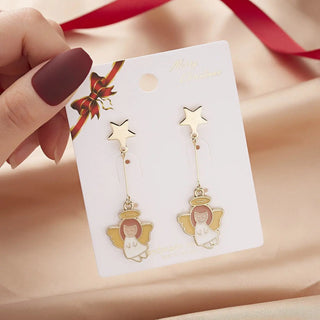 LOVEMI - Christmas Cartoon Angel Earrings Bells Five-pointed Stars