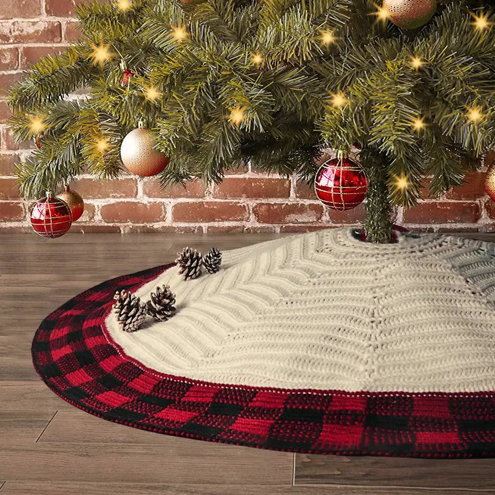 Lovemi - Christmas Decorative Knitted Tree Skirt - Ivory
