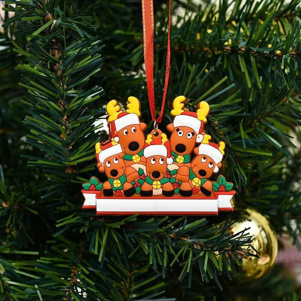 LOVEMI Christmas Five deer head PVC Lovemi -  Name Blessings PVC Elk Christmas Tree Hanging Pendant