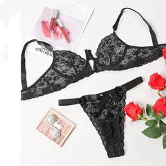 Christmas Lace Stitching Hollow Erotic Lingerie Set-2