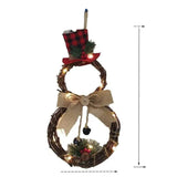 LOVEMI - Christmas LED Circular Rattan Snowman Shaped Wreath Pendant