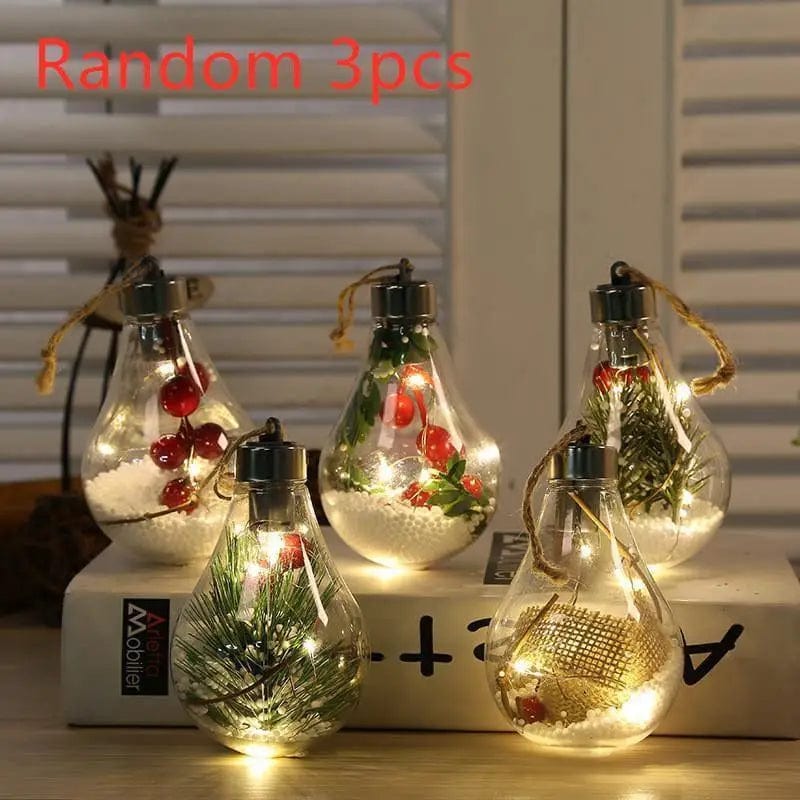 LOVEMI Christmas Random 3pcs Lovemi -  Transparent Christmas Tree Decoration Pendant Plastic Bulb