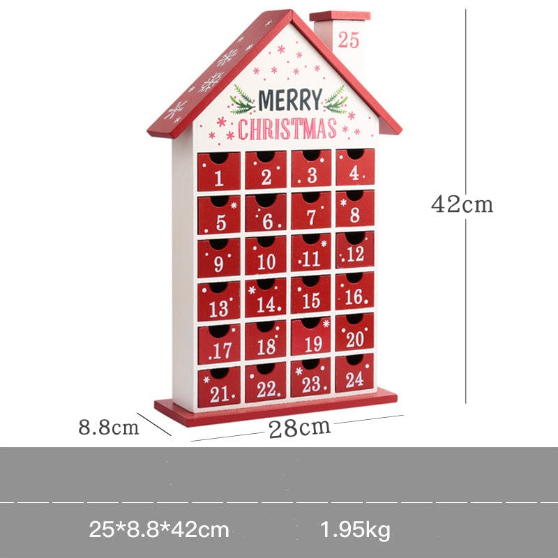 LOVEMI  Christmas Red house Lovemi -  Christmas decoration wooden calendar