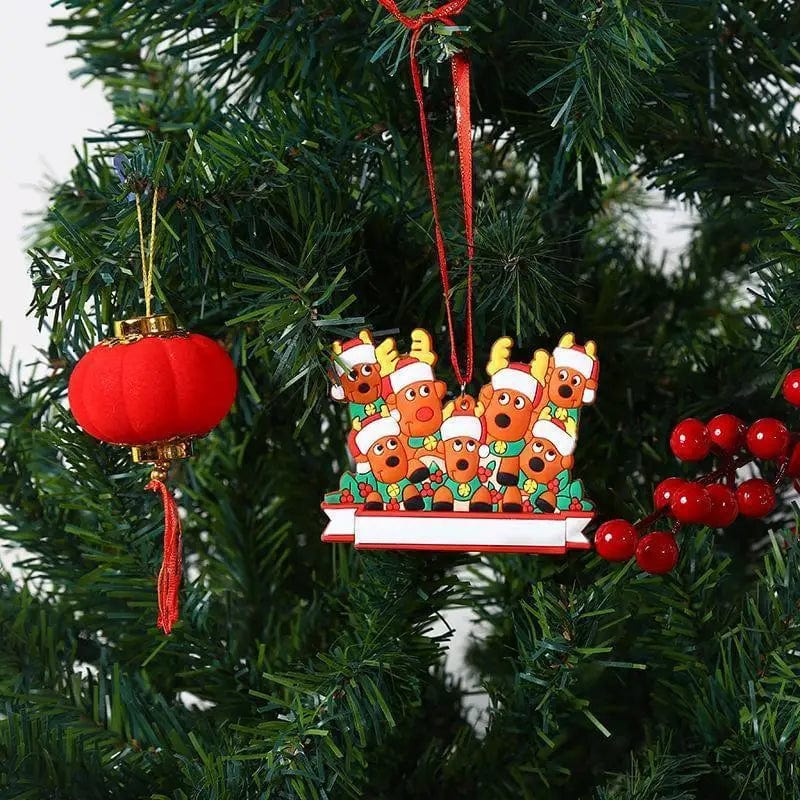 LOVEMI Christmas Seven deer head PVC Lovemi -  Name Blessings PVC Elk Christmas Tree Hanging Pendant