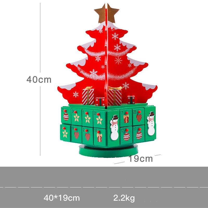 LOVEMI  Christmas Spinning christmas tree Lovemi -  Christmas decoration wooden calendar